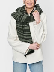 Katie Loxton Black Printed Tiger Blanket Scarf - Image 1 of 3