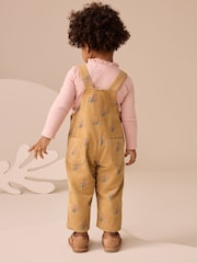 Amarillo ocre - Floral Print Corduroy Dungarees and T Shirt Set (3mths-7yrs) - Imagen 3 de 4
