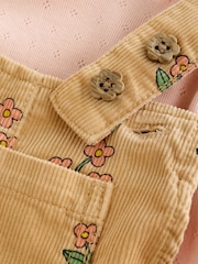 Ochre Yellow Floral Print Corduroy Dungarees and T Shirt Set (3mths-7yrs) - Image 8 of 11