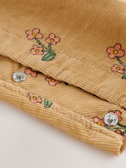 Ochre Yellow Floral Print Corduroy Dungarees and T Shirt Set (3mths-7yrs) - Image 9 of 11
