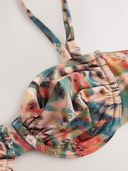Teal/Pink Metallic Animal Non Padded Wired Bikini Top - Image 7 of 8