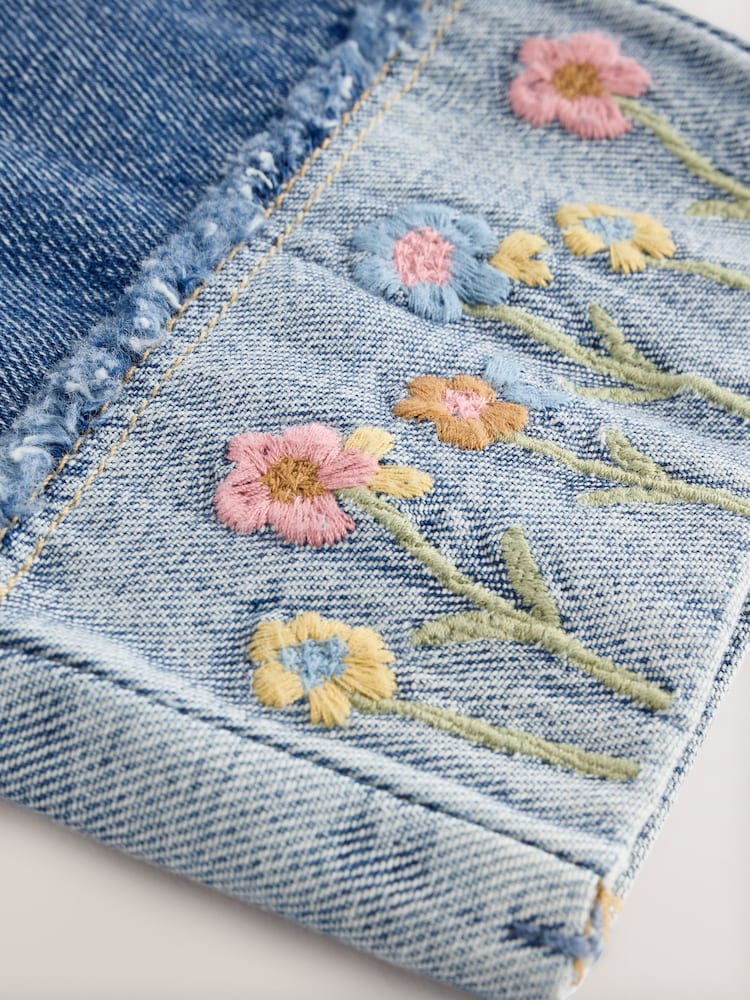 Denim Floral Embroidered Wide Leg Jeans And Jacket Set (3mths-7yrs) - Image 9 of 9 Denim Floral Embroidered Wide Leg Jeans And Jacket Set (3mths-7yrs) - Image 9 of 9