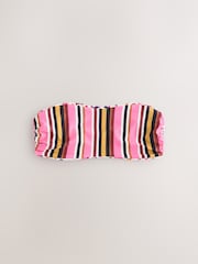 White Spot/Pink Stripe Reversible Bandeau Bikini Top - Image 1 of 4