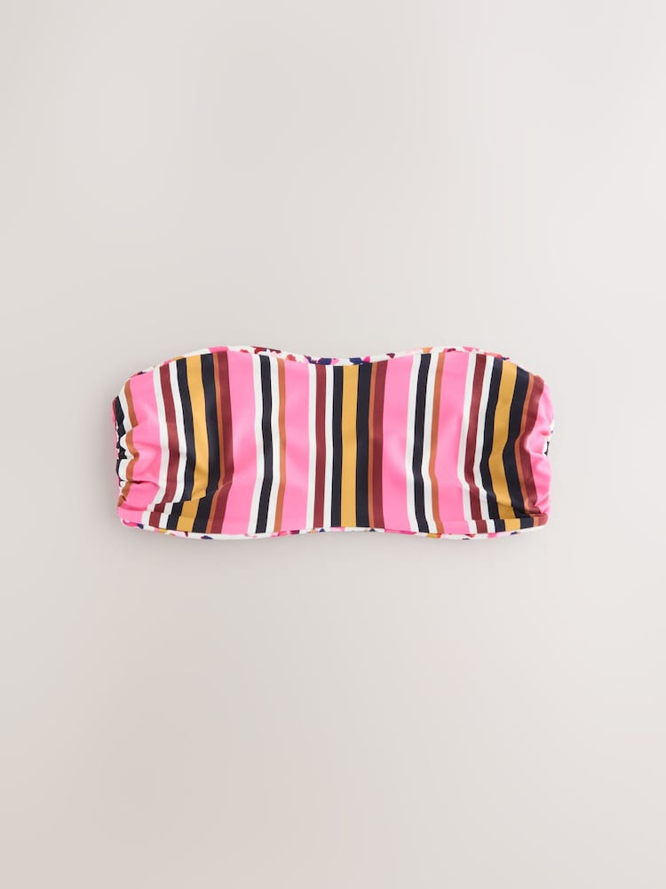 White Spot/Pink Stripe Reversible Bandeau Bikini Top - Image 1 of 4