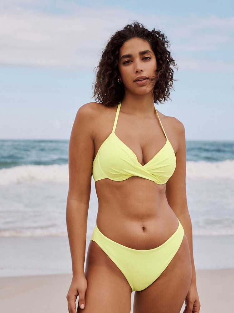 Lime Yellow Padded Wired Plunge Bikini Top - Image 2 of 3