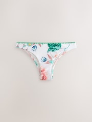 White Floral High Shine Whipstitch Bikini Bottoms - Image 1 of 3