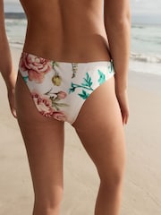 White Floral High Shine Whipstitch Bikini Bottoms - Image 4 of 9