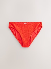 Red Textured Jacquard High Leg Bikini Bottoms - Image 1 of 3