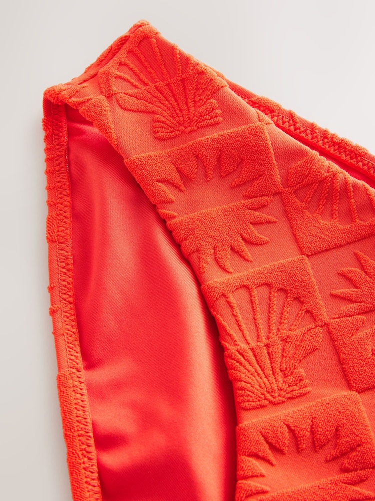 Red Textured Jacquard High Leg Bikini Bottoms - Image 3 of 3 Red Textured Jacquard High Leg Bikini Bottoms - Image 3 of 3