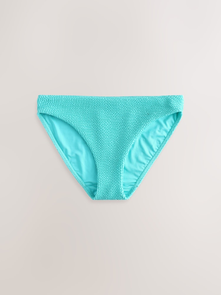 Aqua Blue Crinkle High Leg Bikini Bottoms - Image 1 of 4