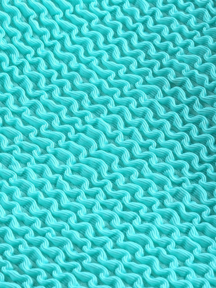 Aqua Blue Crinkle High Leg Bikini Bottoms - Image 2 of 4
