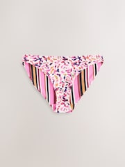White Spot/Pink Stripe Reversible High Leg Bikini Bottoms - Image 4 of 7