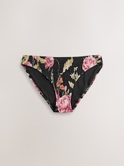 Black Floral Shirred Brazilian High Leg Bikini Bottoms - Image 5 of 7