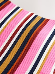 Pink/Navy Textured Stripe Tummy Control High Leg Scoop Swimsuit - Image 8 of 9