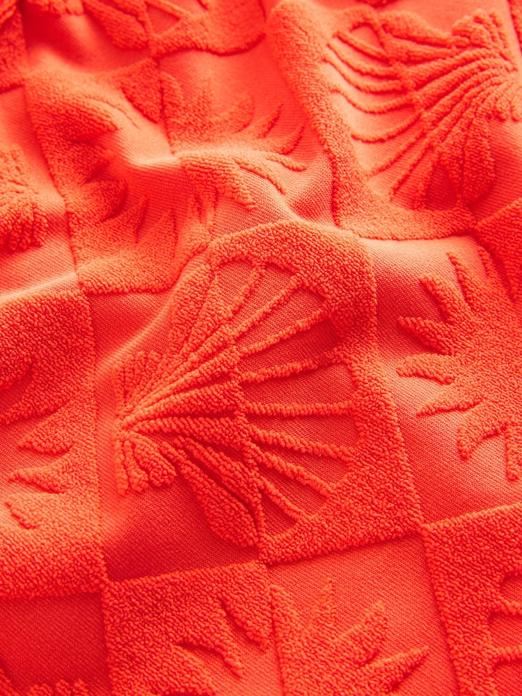 Red Textured Jacquard Cheeky Swim Shorts - Image 2 of 3 Red Textured Jacquard Cheeky Swim Shorts - Image 2 of 3