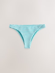 Aqua Blue/White Crochet High Leg Bikini Bottoms - Image 2 of 3