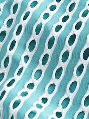 Aqua Blue/White Crochet High Leg Bikini Bottoms - Image 6 of 7