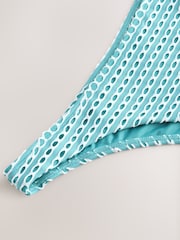 Aqua Blue/White Crochet High Leg Bikini Bottoms - Image 7 of 7