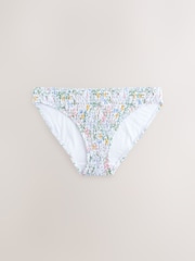 White Ditsy Shirred High Leg Bikini Bottoms - Image 4 of 6