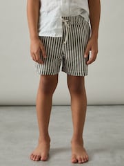 Reiss Sage/White Bay 9-13 yrs Seersucker Striped Swim Shorts - Image 1 of 4