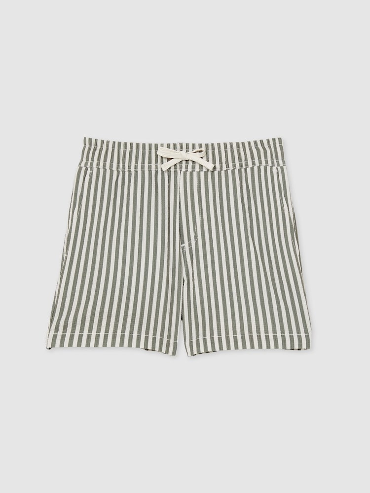 Reiss Sage/White Bay 9-13 yrs Seersucker Striped Swim Shorts - Image 2 of 4