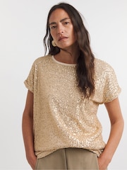 JD Williams Gold Sequin Longline Top - Image 1 of 4