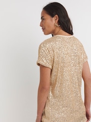 JD Williams Gold Sequin Longline Top - Image 2 of 4