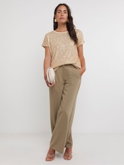 JD Williams Gold Sequin Longline Top - Image 3 of 4