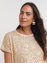 JD Williams Gold Sequin Longline Top - Image 4 of 4