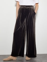 Monsoon Brown Valery Wide Leg Velvet Trousers - Image 2 of 6