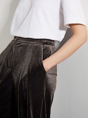 Monsoon Brown Valery Wide Leg Velvet Trousers - Image 4 of 6