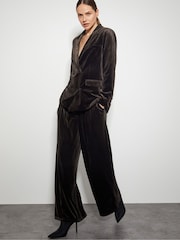 Monsoon Brown Valery Wide Leg Velvet Trousers - Image 5 of 6