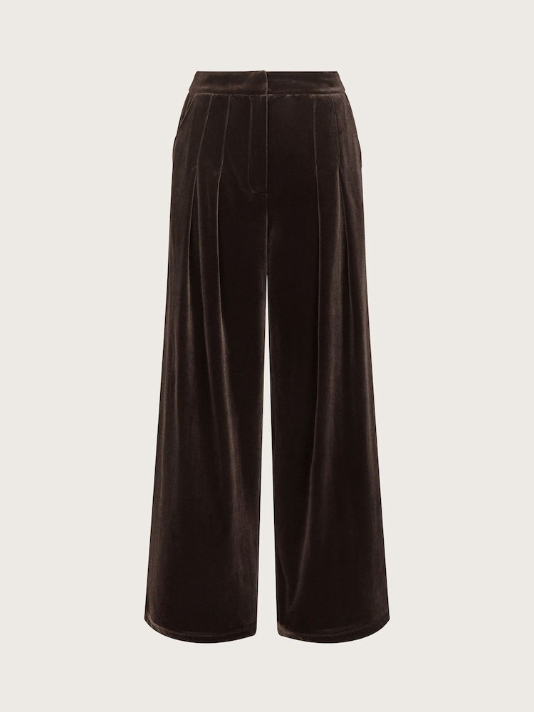 Monsoon Brown Valery Wide Leg Velvet Trousers - Image 6 of 6