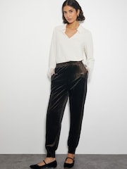 Monsoon Black Gigi Glitter Velvet Hareem Trousers - Image 1 of 4