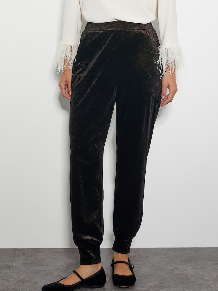 Monsoon Black Gigi Glitter Velvet Hareem Trousers - Image 2 of 4