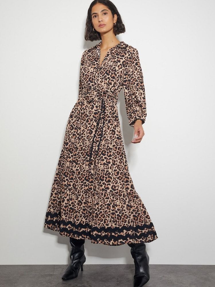 Monsoon Brown Lola Leopard Print Maxi Dress - Image 1 of 5