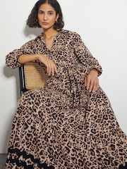 Monsoon Brown Lola Leopard Print Maxi Dress - Image 2 of 5