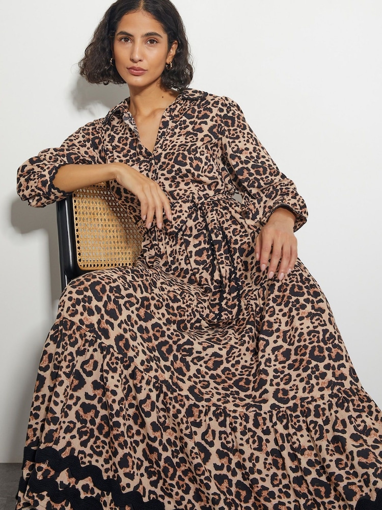 Monsoon Brown Lola Leopard Print Maxi Dress - Image 2 of 5