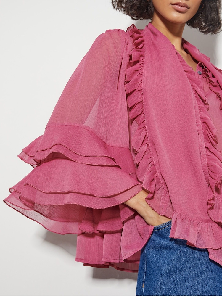 Monsoon Pink Anais Ruffle Blouse - Image 4 of 4
