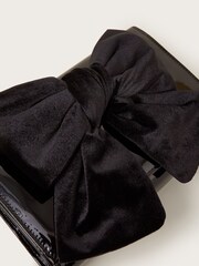 Monsoon Black Paige Velvet Bow Patent Clutch Bag - Image 3 of 4