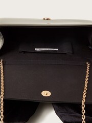 Monsoon Black Paige Velvet Bow Patent Clutch Bag - Image 4 of 4