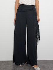 Monsoon Black Tanya Tassel Wide Leg Trousers - Image 2 of 4