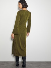 Monsoon Green Nyla Lace Long Sleeve Midi Dress - Image 3 of 5