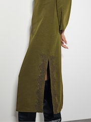 Monsoon Green Nyla Lace Long Sleeve Midi Dress - Image 4 of 5
