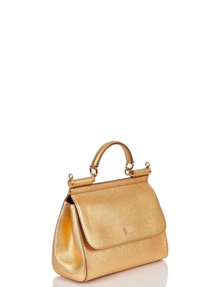 Dolce & Gabbana Metallic Sicily Leather Handbag - Image 1 of 4