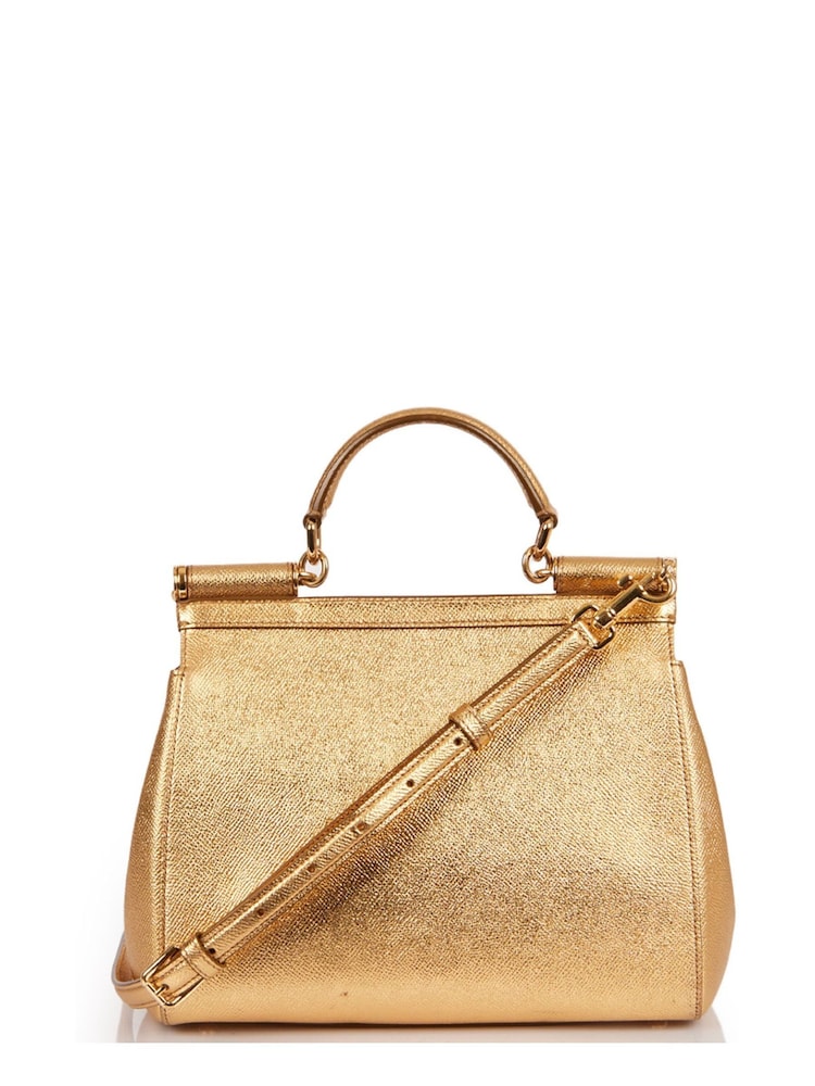 Dolce & Gabbana Metallic Sicily Leather Handbag - Image 2 of 4