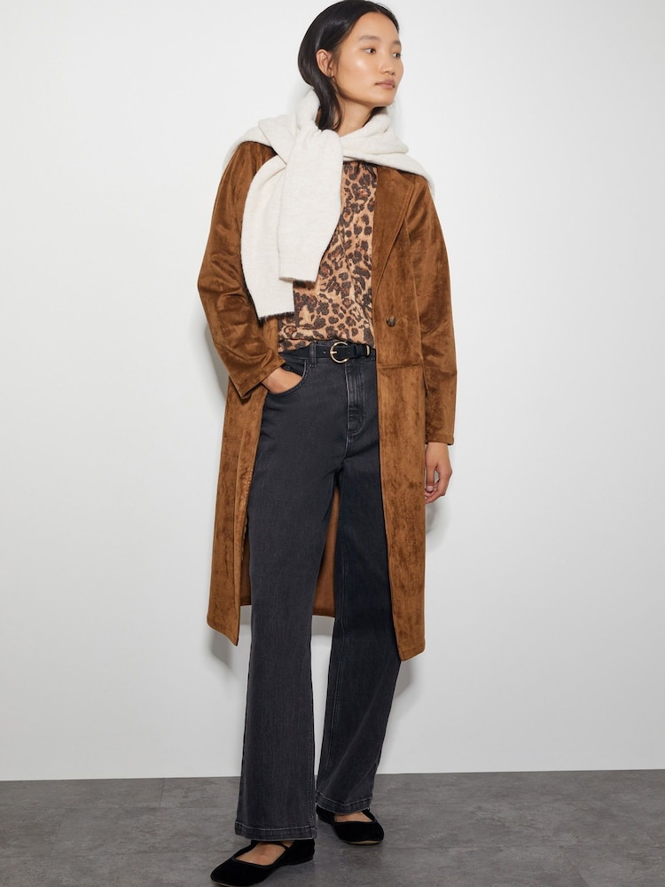 Monsoon Brown Amy Leopard Print Short Sleeve Jumper - Image 2 of 4