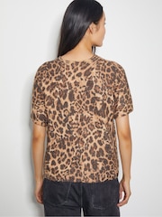 Monsoon Brown Amy Leopard Print Short Sleeve Jumper - Image 3 of 4