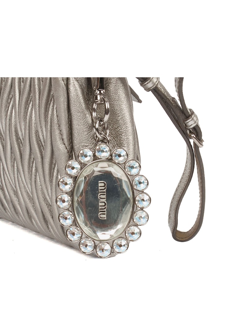 Miu Miu Metallic Matelasse Nappa Crystal Leather Handbag - Image 6 of 6