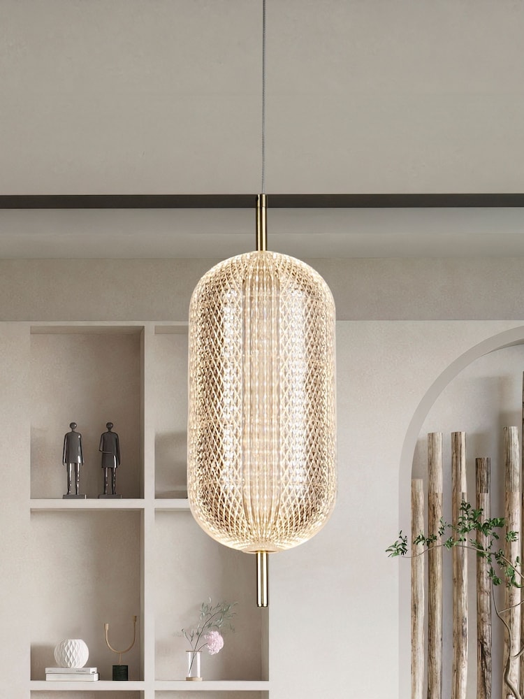 Searchlight Satin Brass Tuscany LED Pendant Ceiling Light - Image 1 of 4